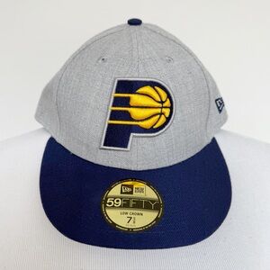 New Era Indiana Pacers Fitted Hat Mens Size 7 5/8 NBA Fan Gear Gift Gray Blue